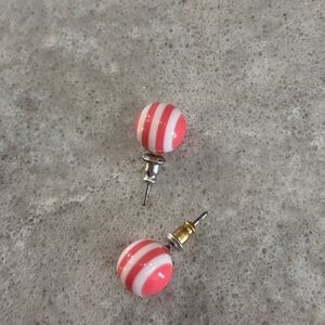 Pink and White Striped Earrings